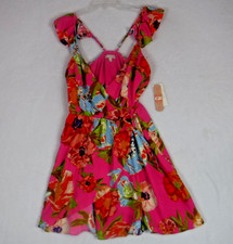 NWT Ladies GB GINI BINI FLOWERWORKS SLEEVELESS DRESS SZ SMALL TROPICAL SUNDRESS