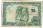 SPAIN: 1000 PESETAS CATHOLIC KINGS. YEAR 1957. WITH SERIES. MAL. IDEAL AND CHEAP.