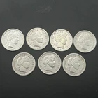 (LOT OF 7) 1901-1915 Barber Dime 90% Silver 10c US Coin - BETTER CONDITION!