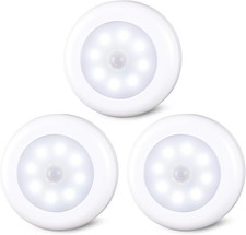 3 Pack 3.1 Motion Sensor LED Puck Lights - Indoor Battery Operated Convenience