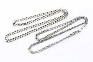 Sterling Silver Necklaces Flat Curb Chain Scroll x 2 40g