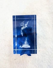 Dragon & Castle Paperweight Clear Glass 3D Laser Crystal Etched D&D Fairytale