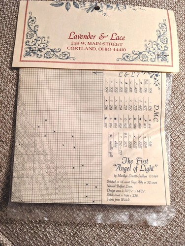 Lavender & Lace Angel Victorian Cross Stitch Pattern First Angel Of Light - Vntg - Picture 6 of 9