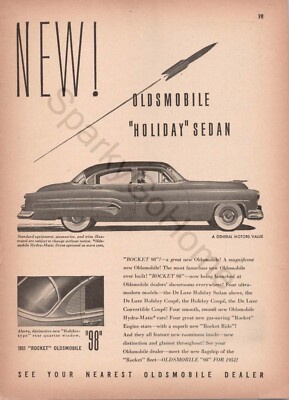 Oldsmobile Holiday Sedan Hydra-Matic Drive Rocket ''98'' 1951 Print Ad