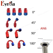 AN6 -6AN 10pcs Swivel Hose End Fittings For CPE Fuel Hose Line 0° 45° 90° 180°