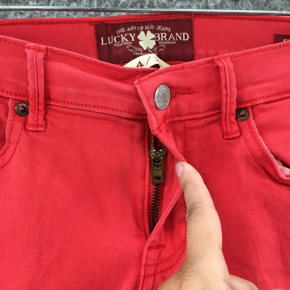 Pantalones cortos Lucky Brand Sweet N para mujer 4/27 rojo mezcla de algodón tiro medio 5 bolsillos Foto 4 de 4