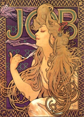 Alphonse Mucha Job Cigarettes : Art Nouveau : Advertising Poster 1896 Art Print