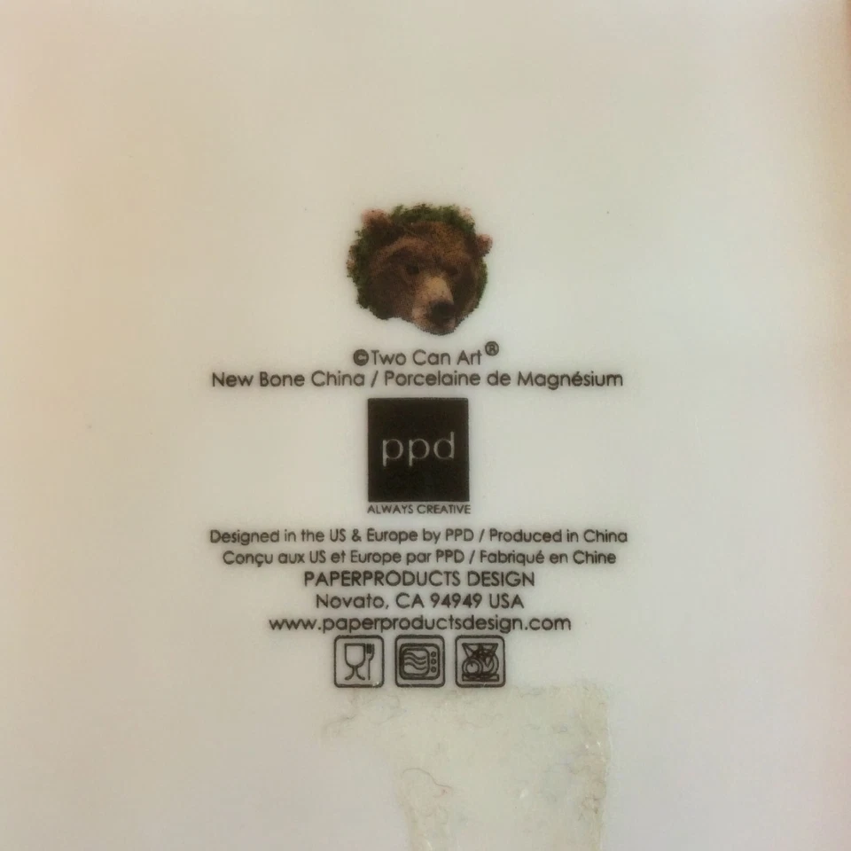 Paperproducts Bear Reflected Square Plate Two Can Art Design Nature Inspired - Image 4 of 4