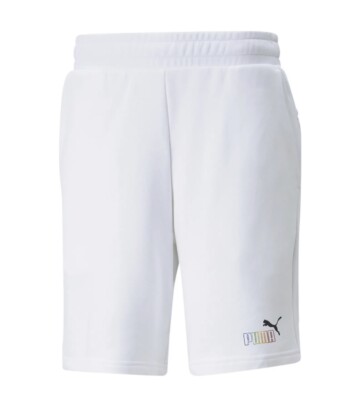 Men's Puma White ESS+ Rainbow 9'' TR Shorts size MEDIUM BRAND NEW!
