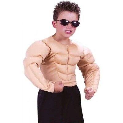 Fun World Muscle Shirt Buff Gym Child Funny Halloween Costume Sz (M 8-10)