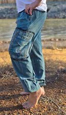 Organically Handmade Natural Stonewashed Colorful Hemp Cotton ComfY bLUE PANT