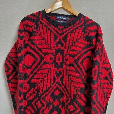 Ralph Lauren Sweater mens Size S Wool Red HAND KNIT native Ralph Lauren Sweater mens Size S Wool Red HAND KNIT native