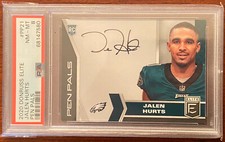 2020 Donruss Elite PEN PALS BLACK INK AUTO Jalen Hurts ROOKIE #PP21 PSA 8 EAGLES