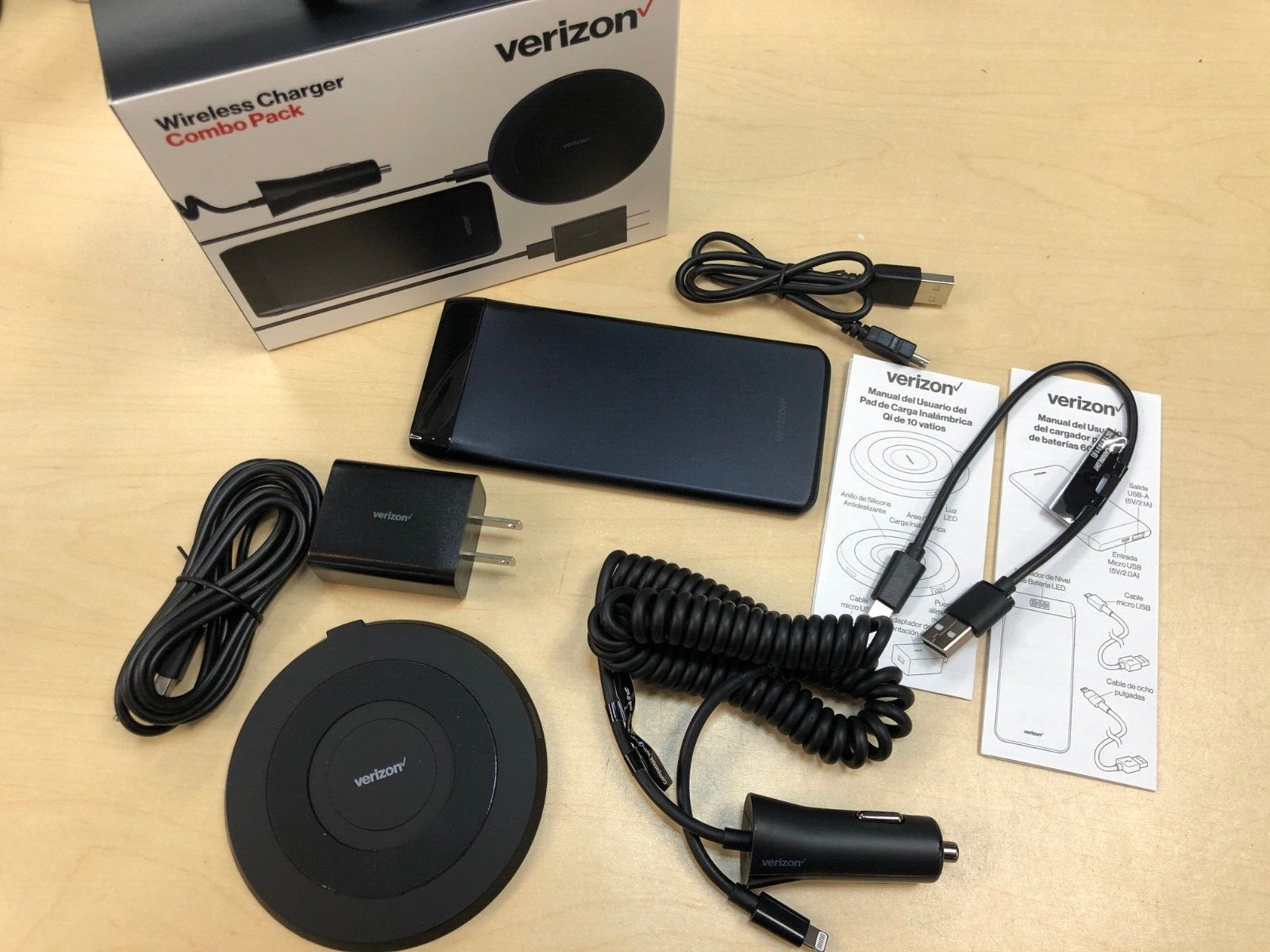 OEM Verizon MFi-Certified iPhone Car Charger, Wireless Charger, Power Bank Combo