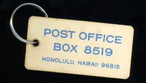 Vintage 1960s 1970s HONOLULU HAWAII Post Office Box Key Fob & Ring Hard to Find!