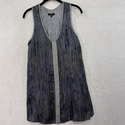Rag & Bone Women 8 Silk Sleeveless A-Line Tank Dress Hidden Buttons Blue Gray