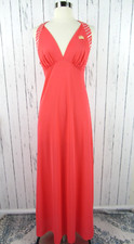 Vintage 70s Vanity Fair NWT Antron Nylon Slip Nightgown Coral Full Length Small