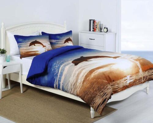 Dolphin Sunset Georges Fine Quilt Duvet Cover Set California King Bed Linen - Imagen 1 de 2
