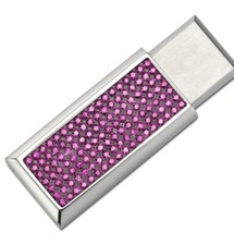 Swarovski VAo 8 GB USB Memory Stick. Rhodium Plating Fuchsia- in cellophane wrap