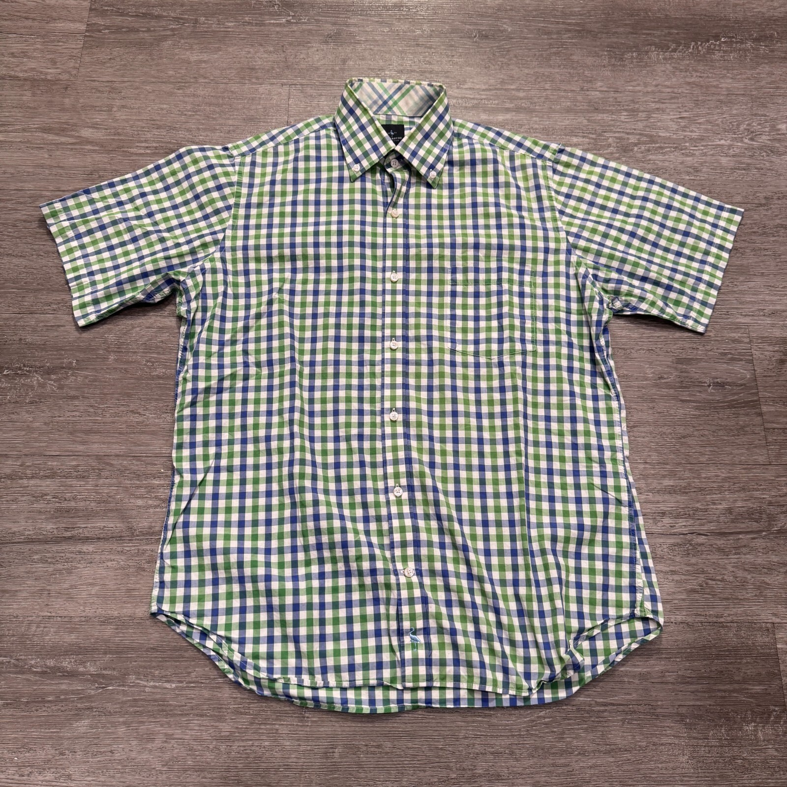 Tailorbyrd Shirt Mens Large Plaid Green Blue Classiccore Button Up Short Sleeve