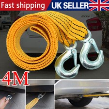 4M Heavy Duty 3 Ton Car Tow Cable Towing Pull Rope Strap Hooks Van Road-Recovery