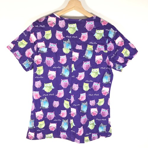 Scrubstar Scrub Top Owls Hoot Hoot Purple Women’s XS - Picture 2 of 3