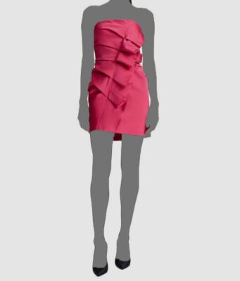 strapless open back dress Blush Hand Beaded Short Sleeve Floral Godet Gown main image 1