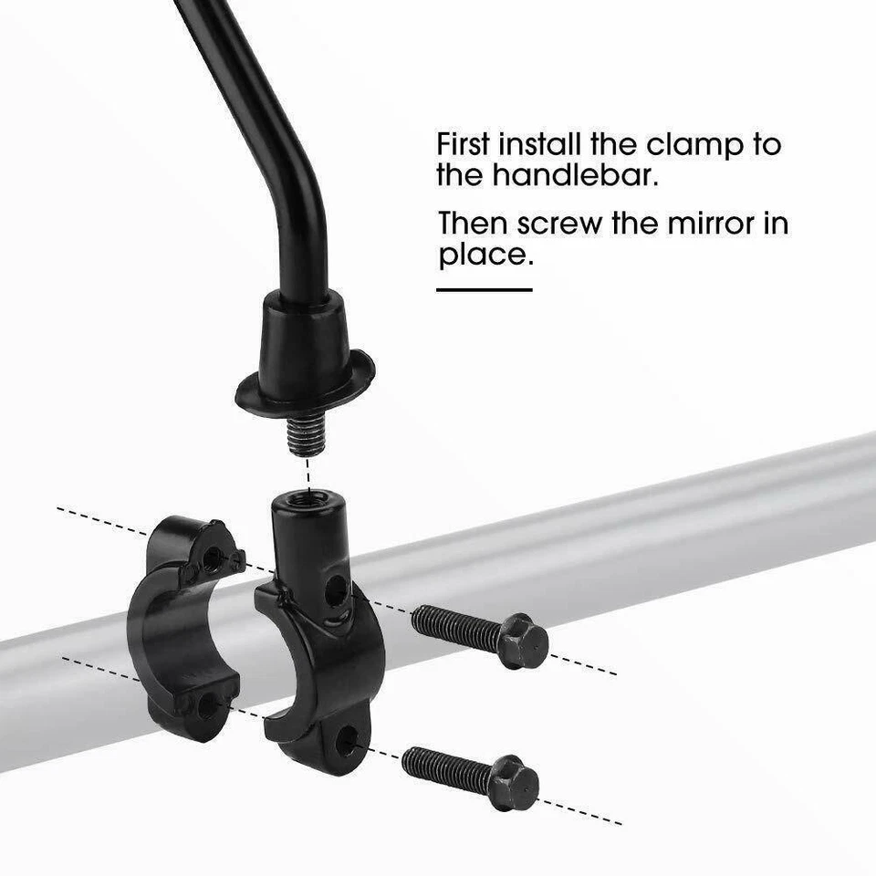 Pair 8mm 10mm Universual Motorcycle Mirror Scooter E-Bike Rearview Side Mirrors - Image 3 of 4