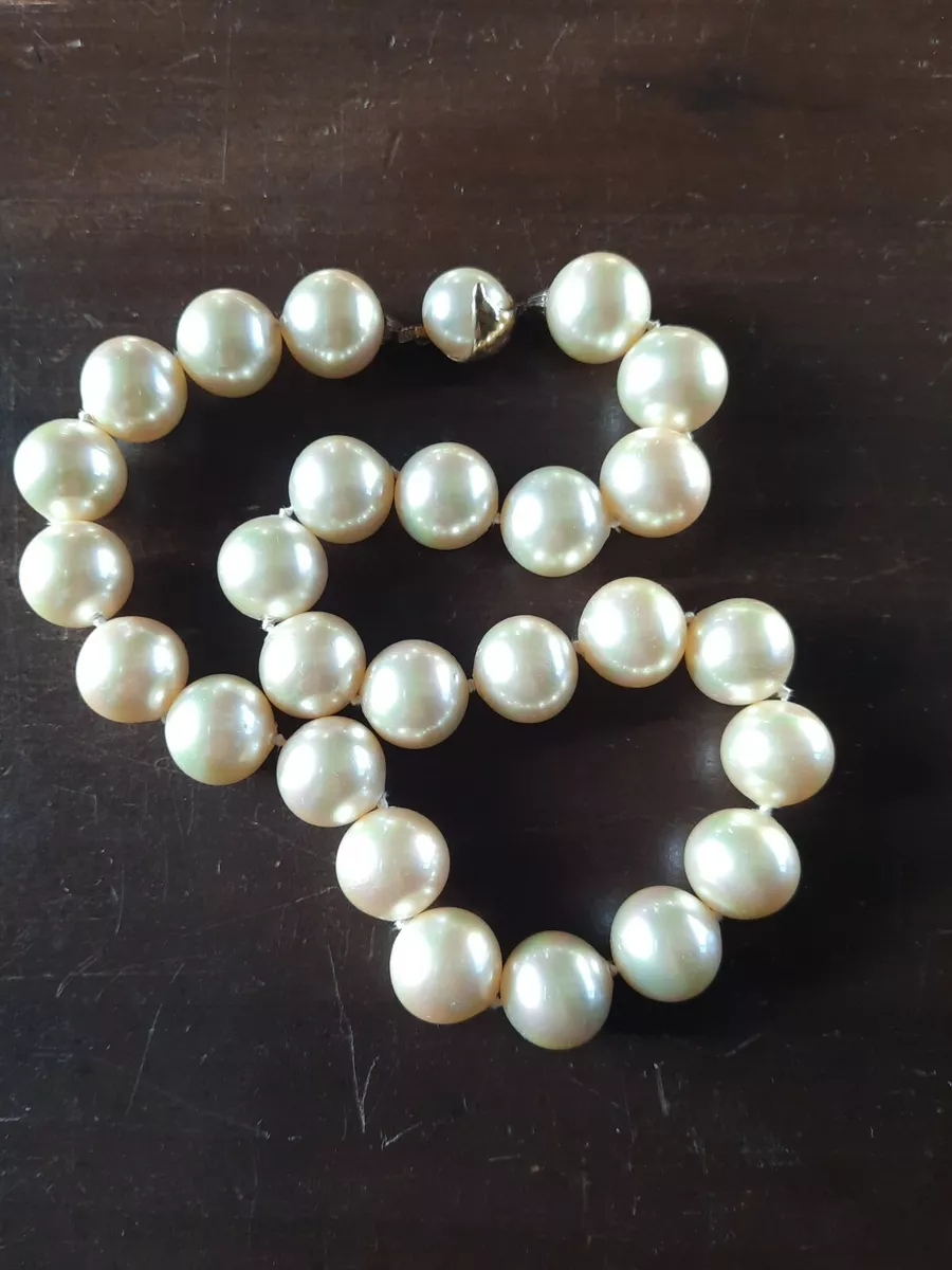 VINTAGE MAJORICA 925B STERLING SILVER 13MM PEARLS DESIGNER STRAND NECKLACE