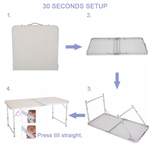 US 4Ft Foldable Table Lightweight Portable Indoor Outdoor Multipurpose White - Picture 2 of 12