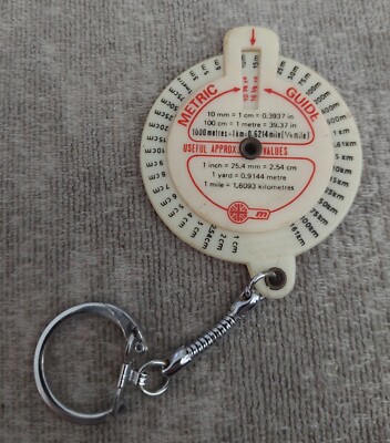 Vintage Imperial zu Dezimal Führung Taschenrechner Schlüsselanhänger Gewichte Flüssigkeiten Abstand