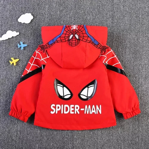 NEW Kids Boys Spider&man Windbreaker Jacket Hooded Baseball Top Jacket Outerwear - Picture 9 of 10