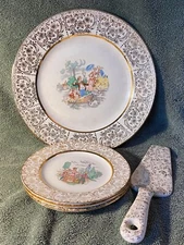 Cake Plate Set; Homer Laughlin; Georgian; USA; Royal China