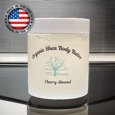 Body Butter Rich & Creamy Handmade Organic Shea - Cherry Almond - 10 oz