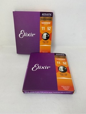 Elixir Nanoweb Medium Acoustic Guitar Strings 16102 13-56 Phosphor Bronze (2 Set