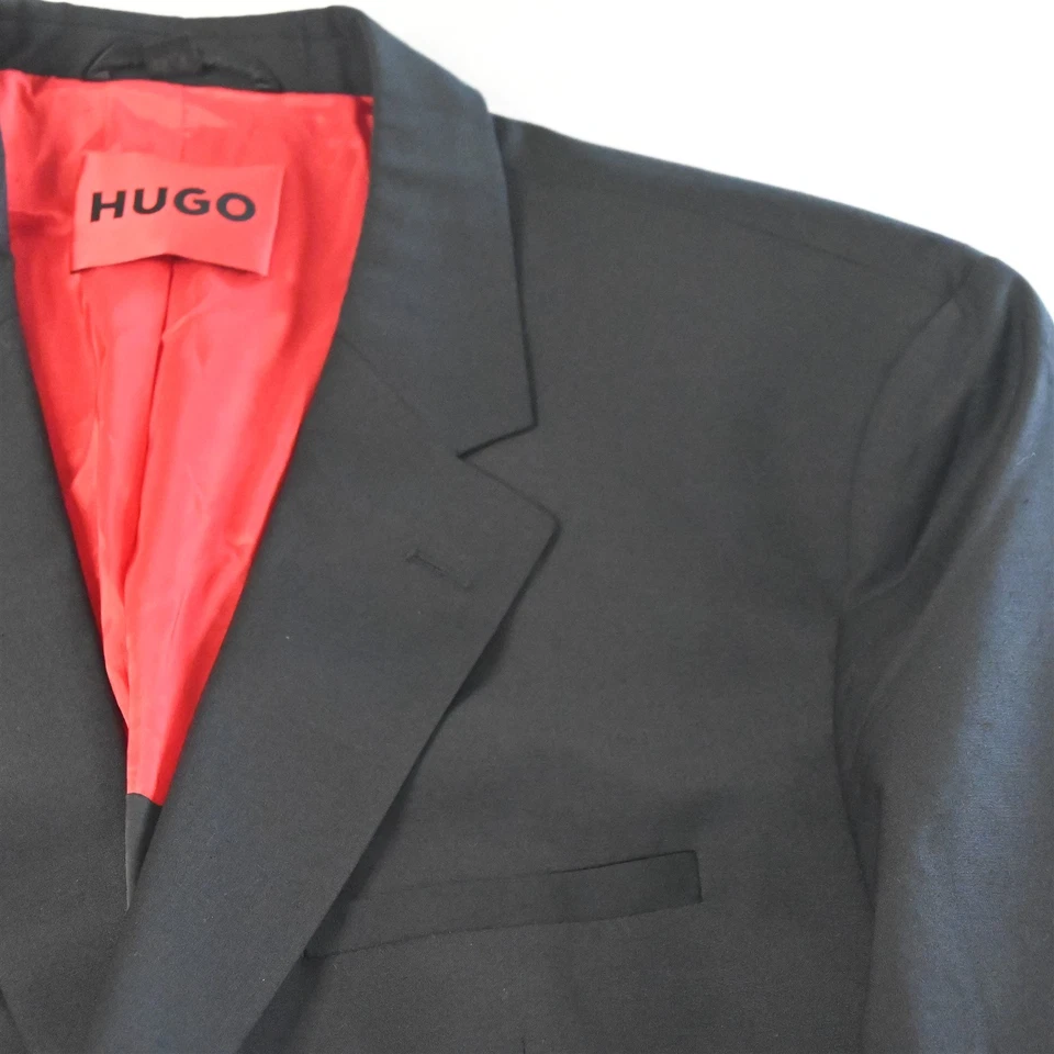 NUEVO HUGO BOSS 46R Negro Lana Karl232X Hombres Blazer Traje Chaqueta Abrigo Deportivo Foto 2 de 4