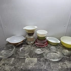Huge Lot of Pyrex Plates, Dishes, Mixing Bowls,Lids Glass Vintage Crack Free