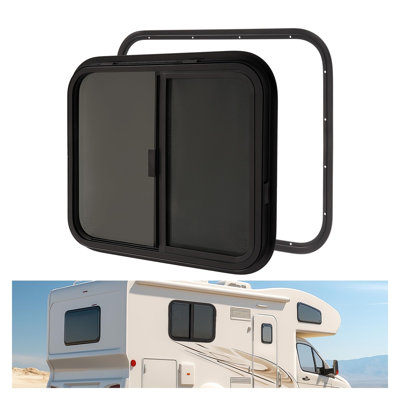 Wutist 24 inch x 20 inch RV Window Teardrop Horizontal Slide RV Window