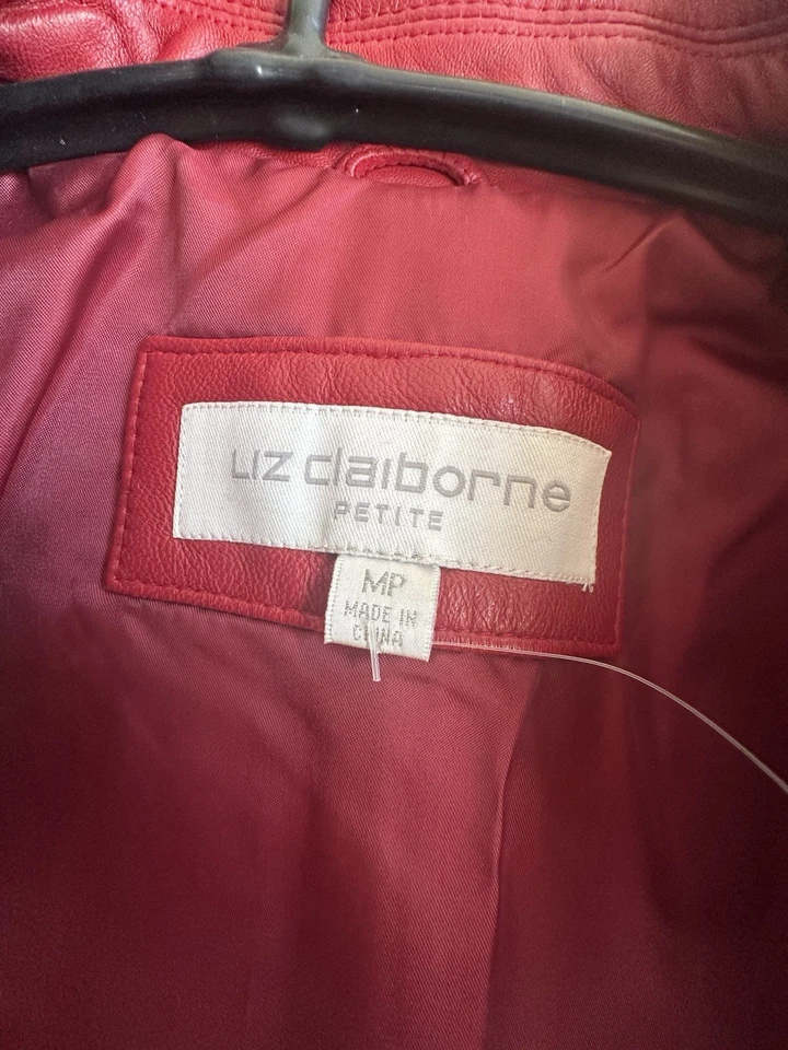 Red 100 Percent Genuine Leather Liz Claiborne Jacket Size P/M - Image 2 of 4