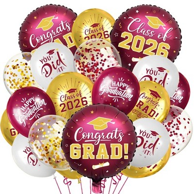 Maroon and Gold Graduation Balloons Graduation Decorations 2026, 51Pcs Grad L...