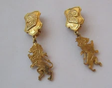 Lucien Piccard Lion Goldtone CLIP ON Earrings