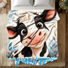 Cow Name Text Coral Fleece Blanket