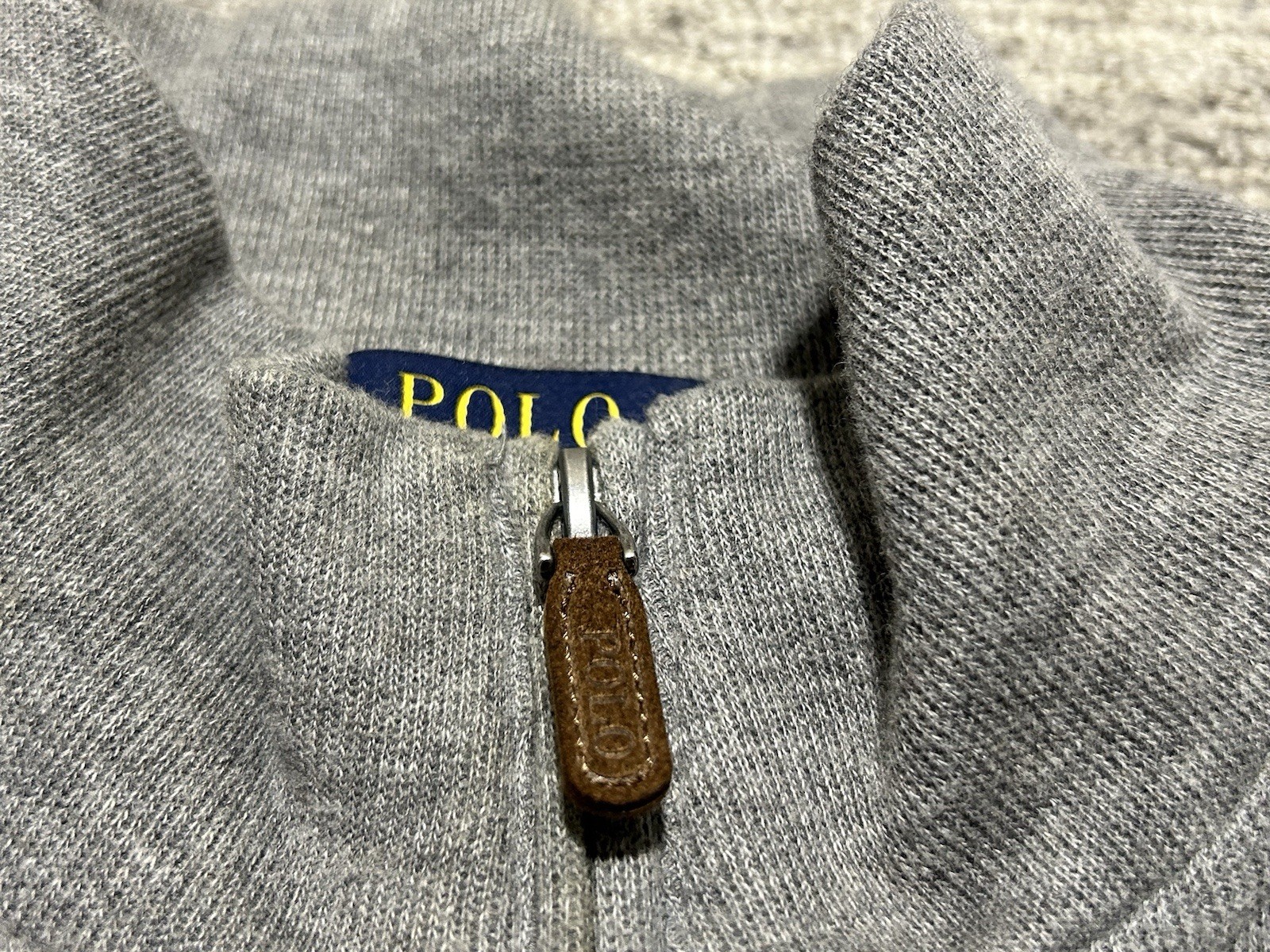Polo Ralph Lauren grigia 1 4 zip pullover felpa grande 100% cotone pony