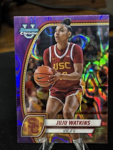 Topps 2024-25 Bowman U Chrome JuJu Watkins USC Purple Lava Refractor RC #37