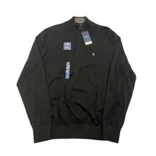 NWT Izod Mens Black Natural Stretch Classic Quarter Zip Pullover Sweater Medium