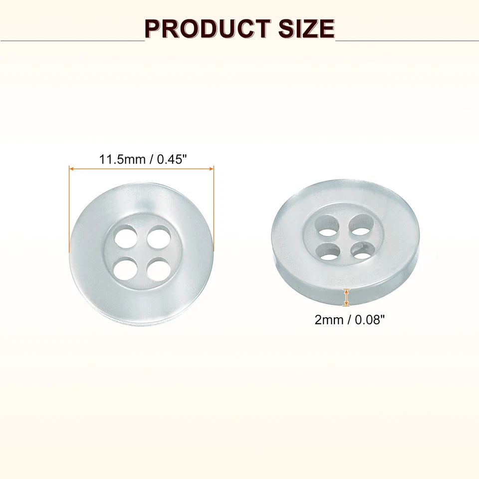 Botón de costura 50 piezas 11,5 mm 4 agujeros resina redondos botones artesanales, gris Foto 2 de 4