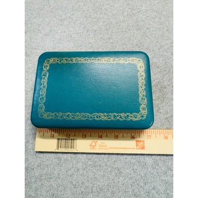 Vintage Farrington Jewelry Box Teal Blue Pink Satin Mid Century Vanity Case