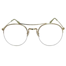 9164 (C) | Gold Round Semi-Rimless Clear Lens Glasses - Non Prescription