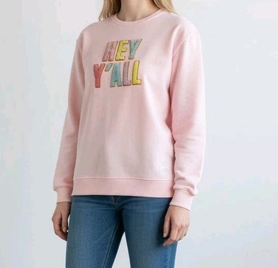 Simply Southern ''Hey Y'All'' Pink Crew Neck Lightweight Super Soft Sweater 2XL