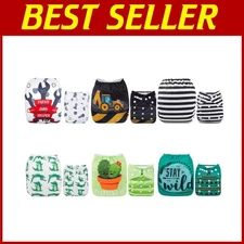 Reusable Baby Cloth Diapers 6 Pack + 12 Inserts